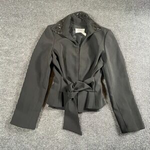 Jiki Monte Carlo Creations Jacket Womens Medium Black Tie Up Stretch Long Sleeve